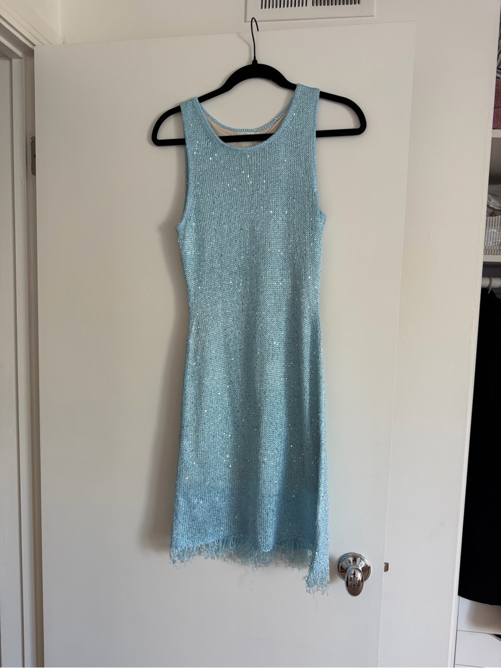 Asta Resort Light Blue Sequin Knit Tank Dress
